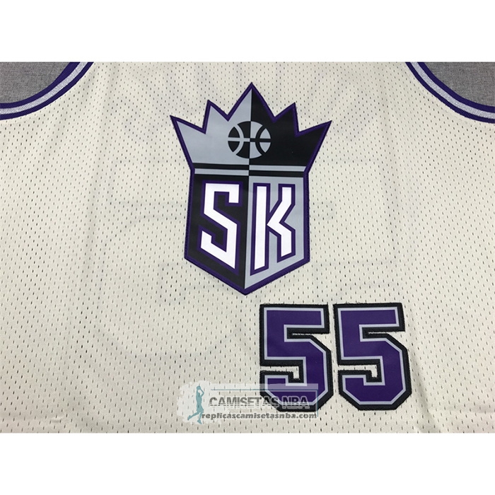 Camiseta Sacramento Kings Jason Williams NO 55 Mitchell & Ness Chainstitch Crema